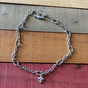 Judith Ripka sterling silver toggle necklace with a cubic zirconia fleur